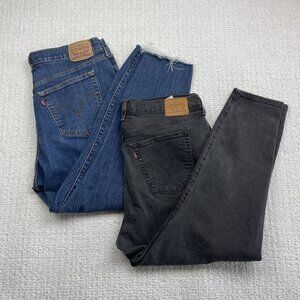 Lot of 2 Levi Strauss Wedgie Skinny Jeans Women’s Sz 16W Black & Blue Denim Pant